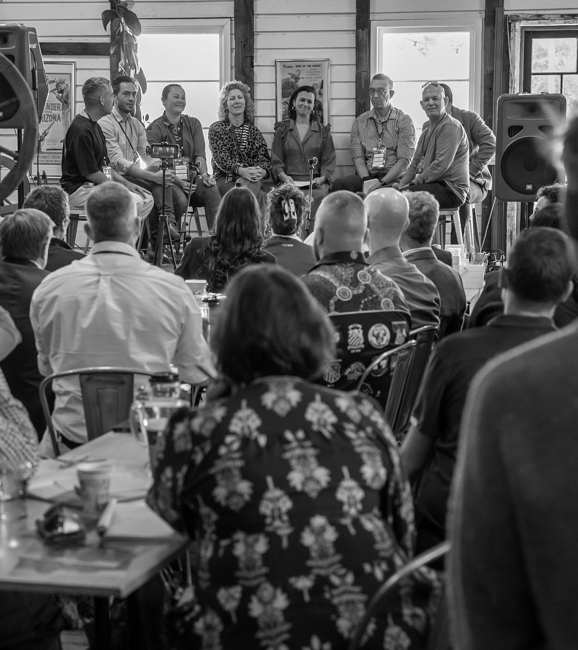 Investor panel and the room at an Invest Rural event