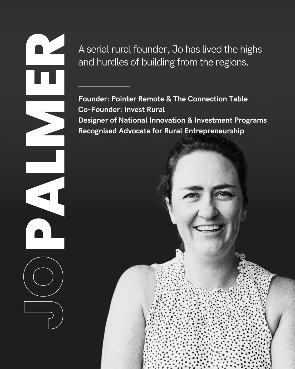 Jo Palmer, Co-Founder of Invest Rural. Founder of Pointer Remote and The Connection Table.