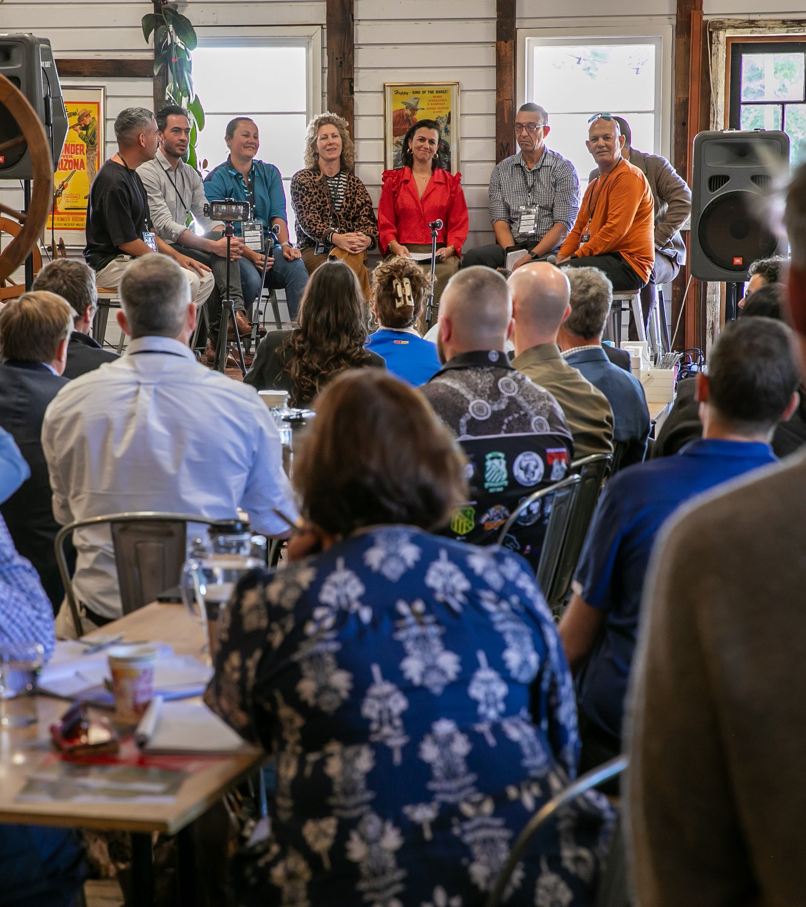 Investor panel and the room at an Invest Rural event